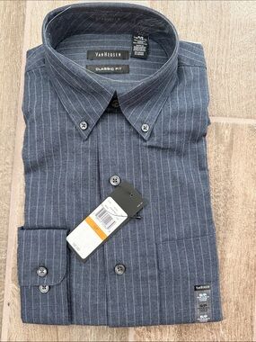 Van Heusen Men’s gray dress shirt size 14 - 14.5 small Classic Fit Wrinkle Free